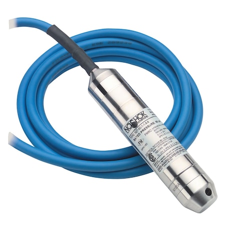 Noshok Submersible Pressure Transmitter, 0 psig to 15 psig, 0.25% Accuracy (BFSL), 4 mA to 20 mA Output, Nose Cone, 30 ft FEP Cable 627-15-1-1-N-38-30